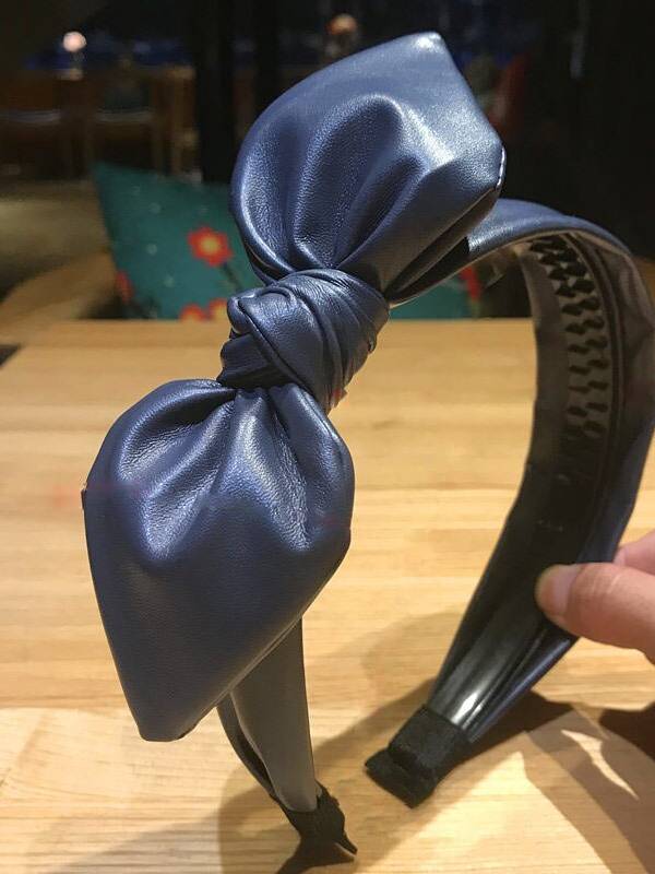 Girls Vegan Leather Bow Headband