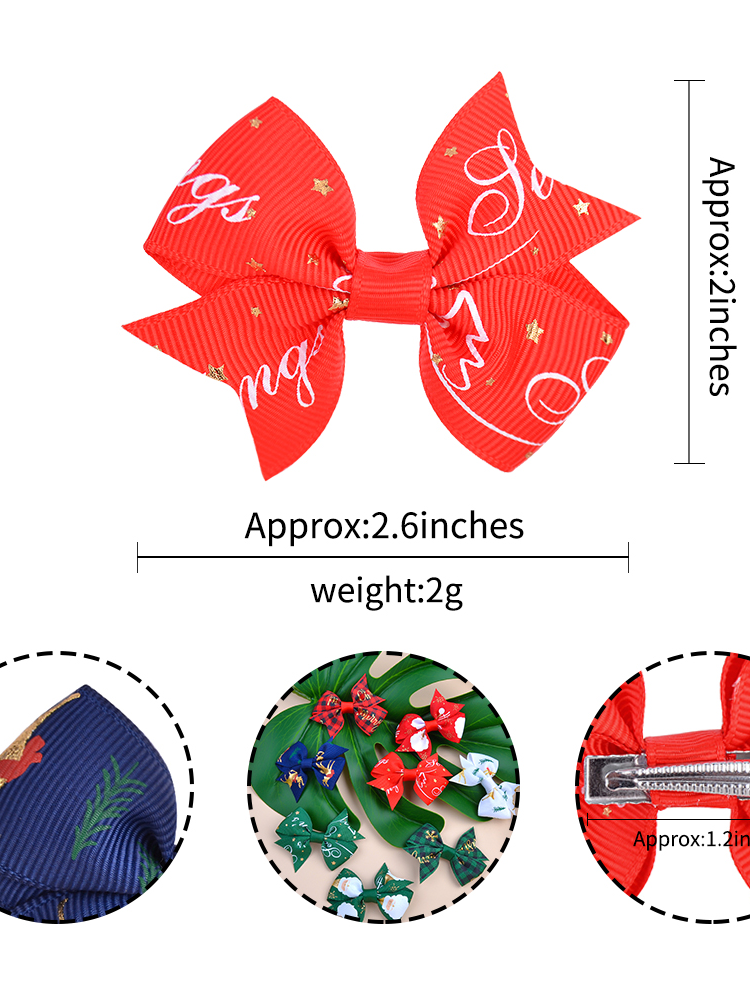 Girls Accessories | Christmas Ribbon Mini Hair Clips - Mia Belle Girls
