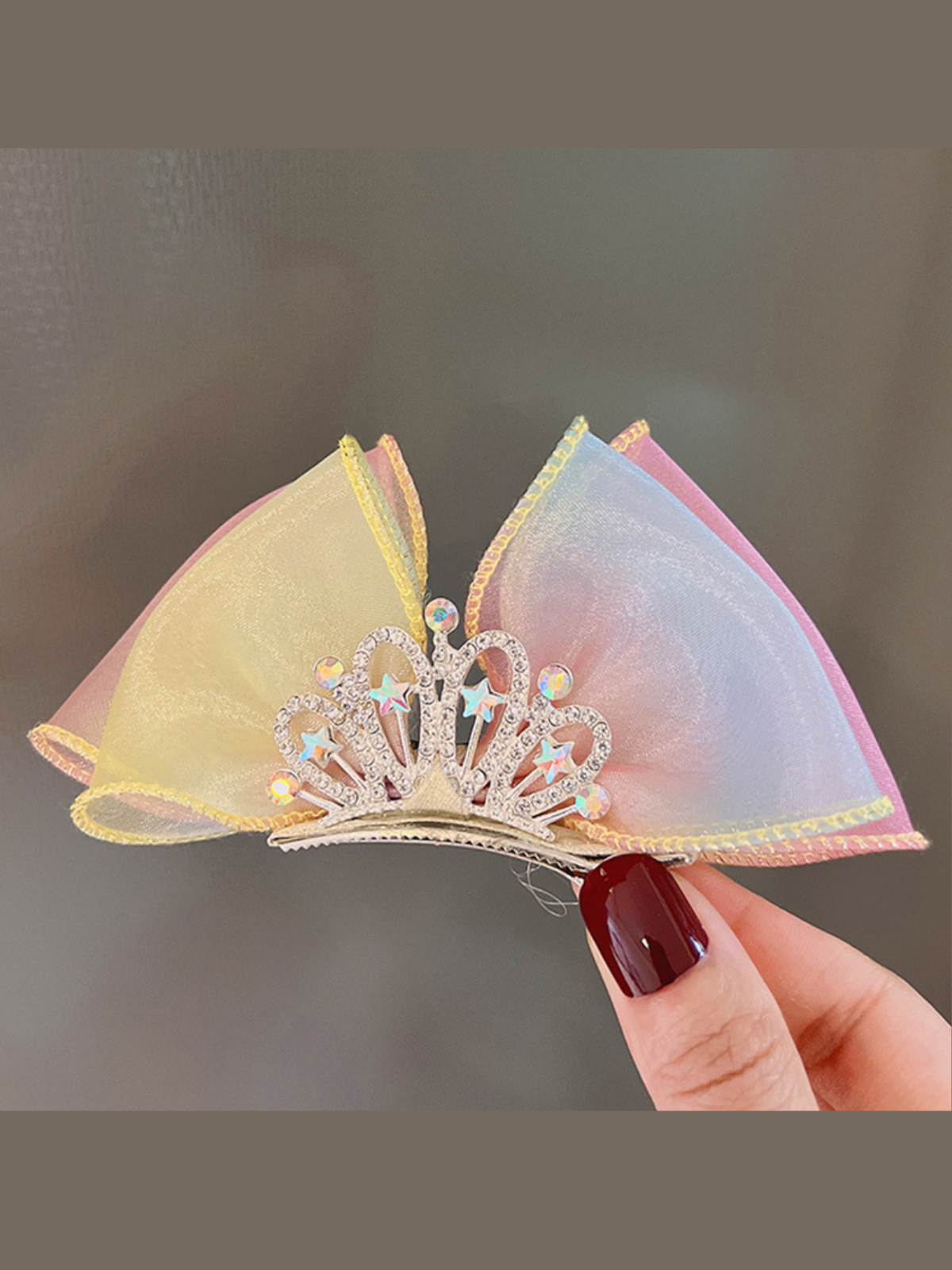 Girls Hair Accessories | Shining Star Gradient Rainbow Crown Hairclip