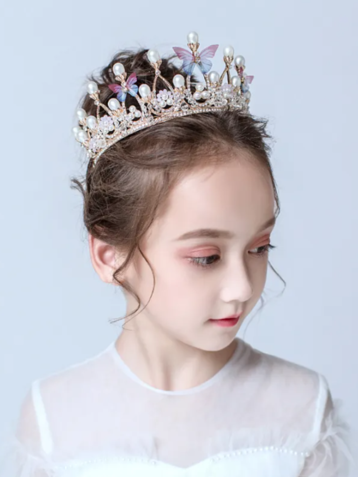 Mia Belle Girls Butterfly Pearl Crown | Girls Accessories