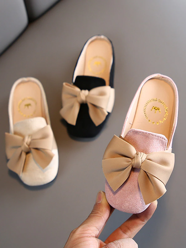 Shoes By Liv & Mia | Toddler Girls Big Bow Suede Slide Loafers
