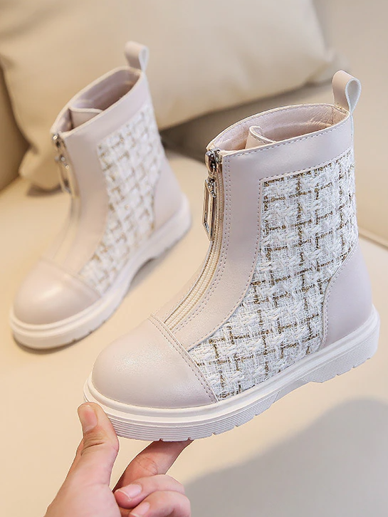 Shoes By Liv & Mia | Girls Houndstooth Front Zipper Boots