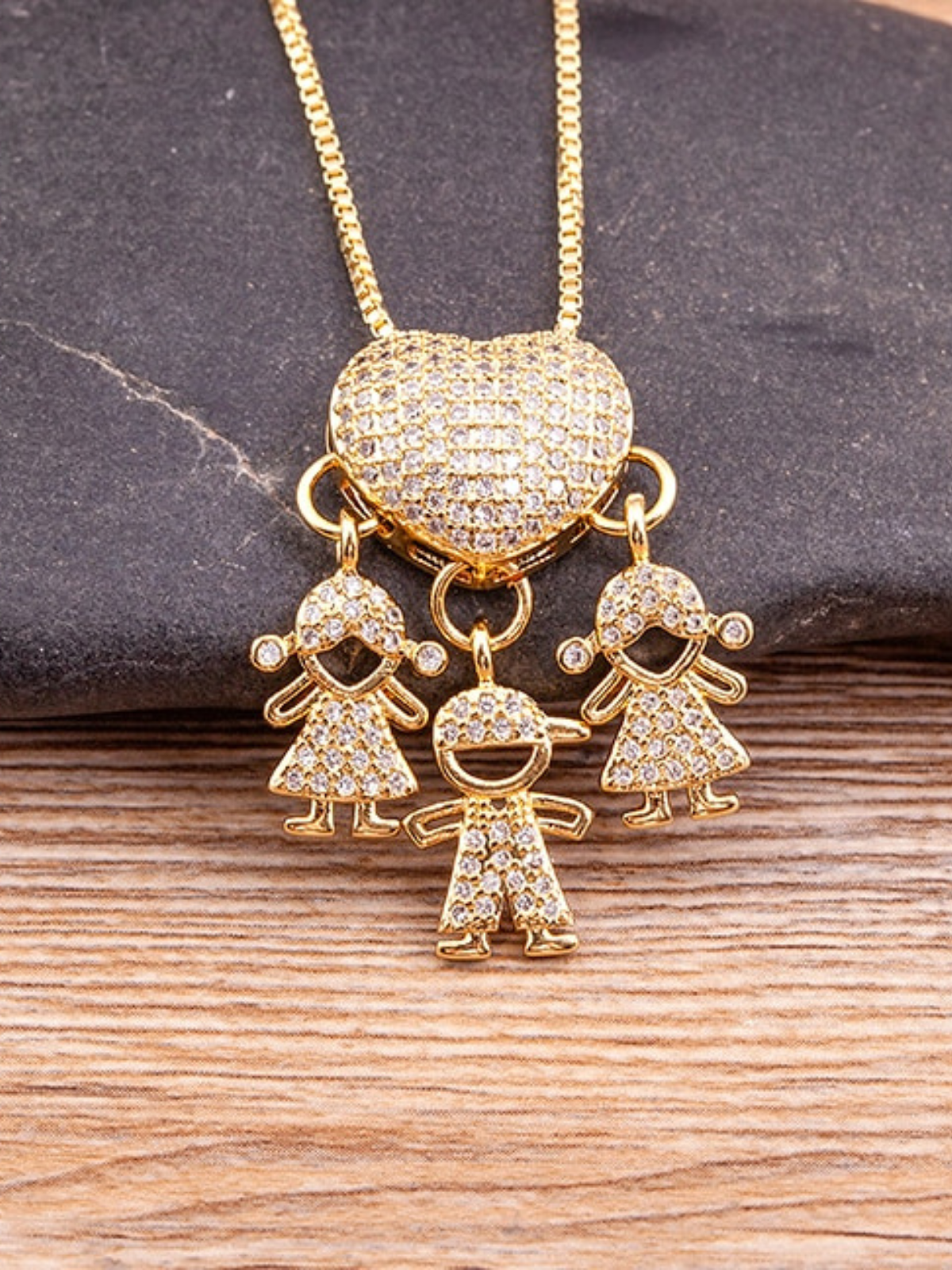 Mommy & Me Accessories | Jeweled Heart Gold Necklace | Mia Belle Girls