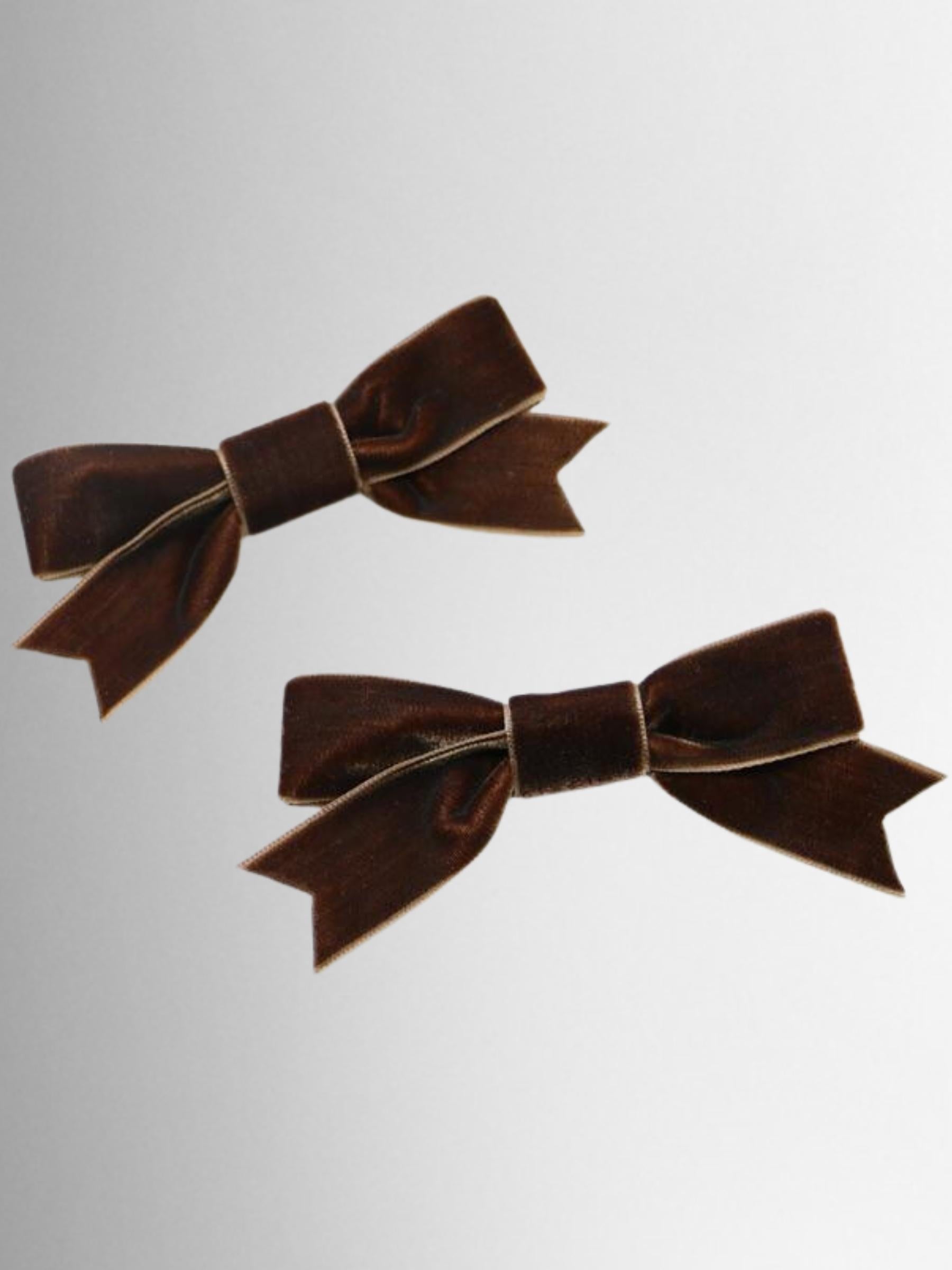 Girls Retro Velvet Bow Hair Clips (Pack of 2)