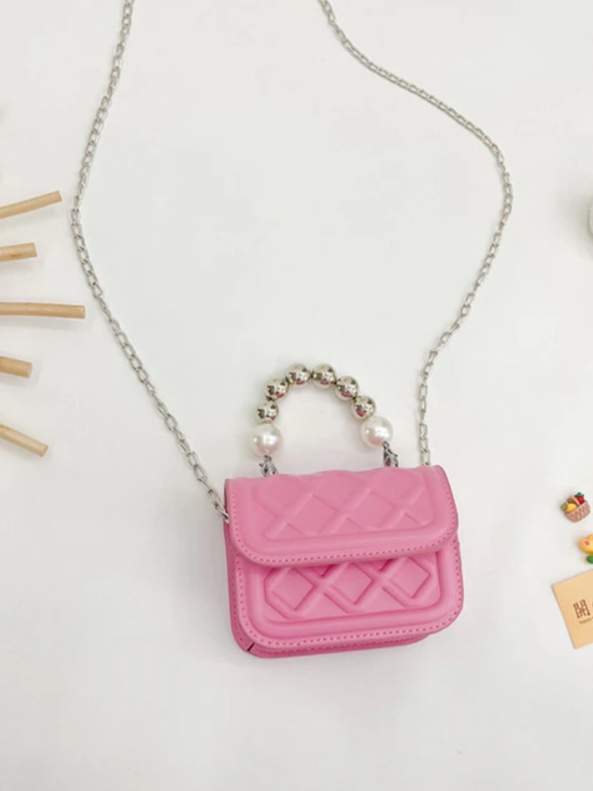 Mia Belle Girls Pearl-Embellished Quilted Mini Bag | Girls Accessories