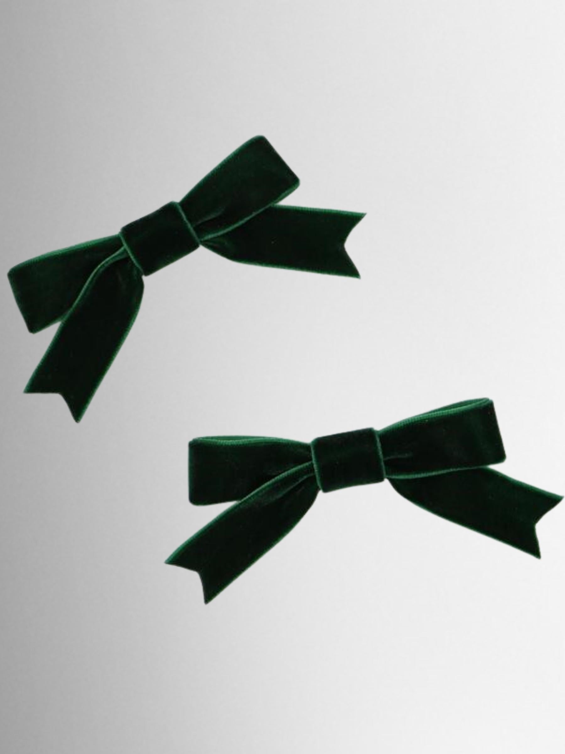 Girls Retro Velvet Bow Hair Clips (Pack of 2)