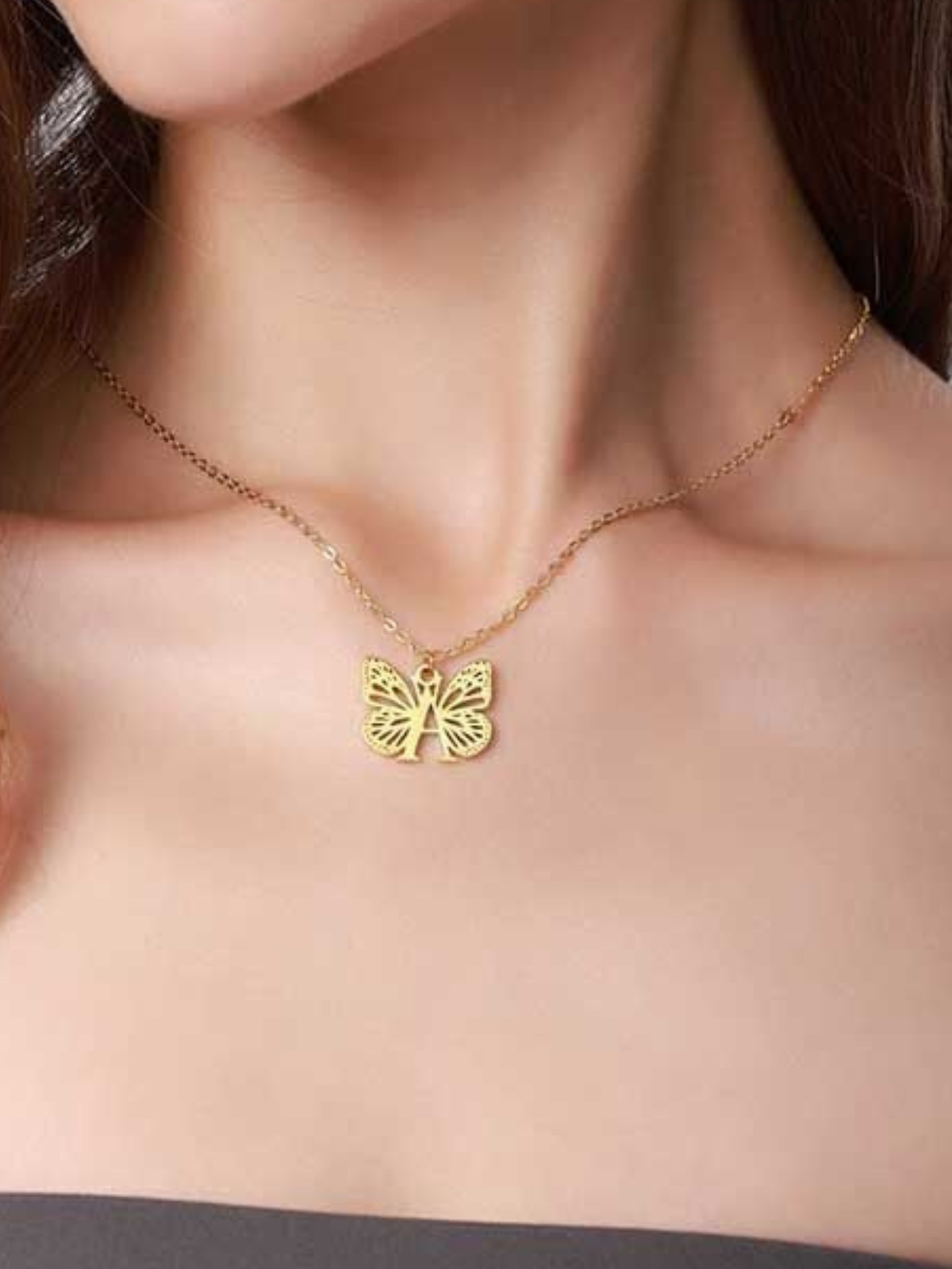 Mia Belle Girls Butterfly Letter Pendant Necklace | Girls Accessories