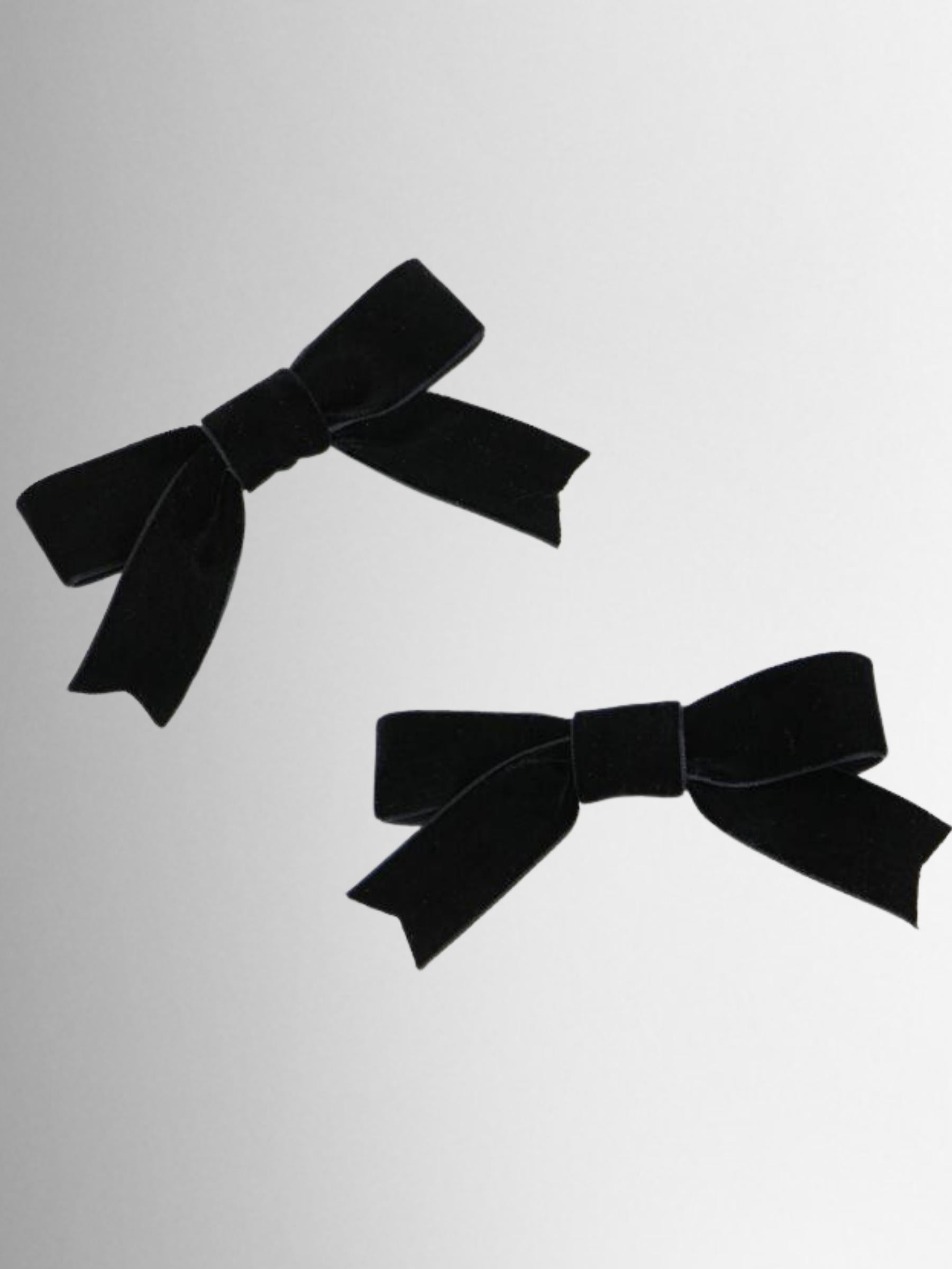 Girls Retro Velvet Bow Hair Clips (Pack of 2)