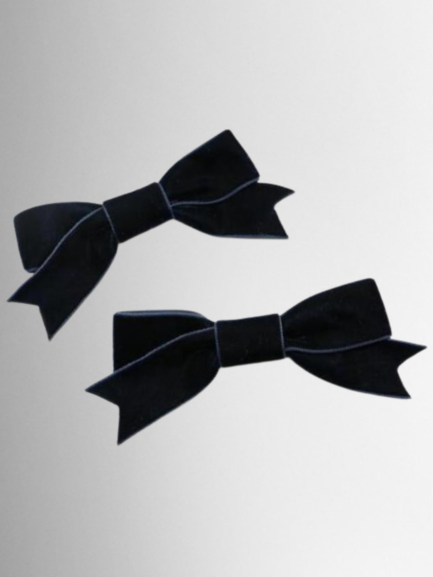 Girls Retro Velvet Bow Hair Clips (Pack of 2)