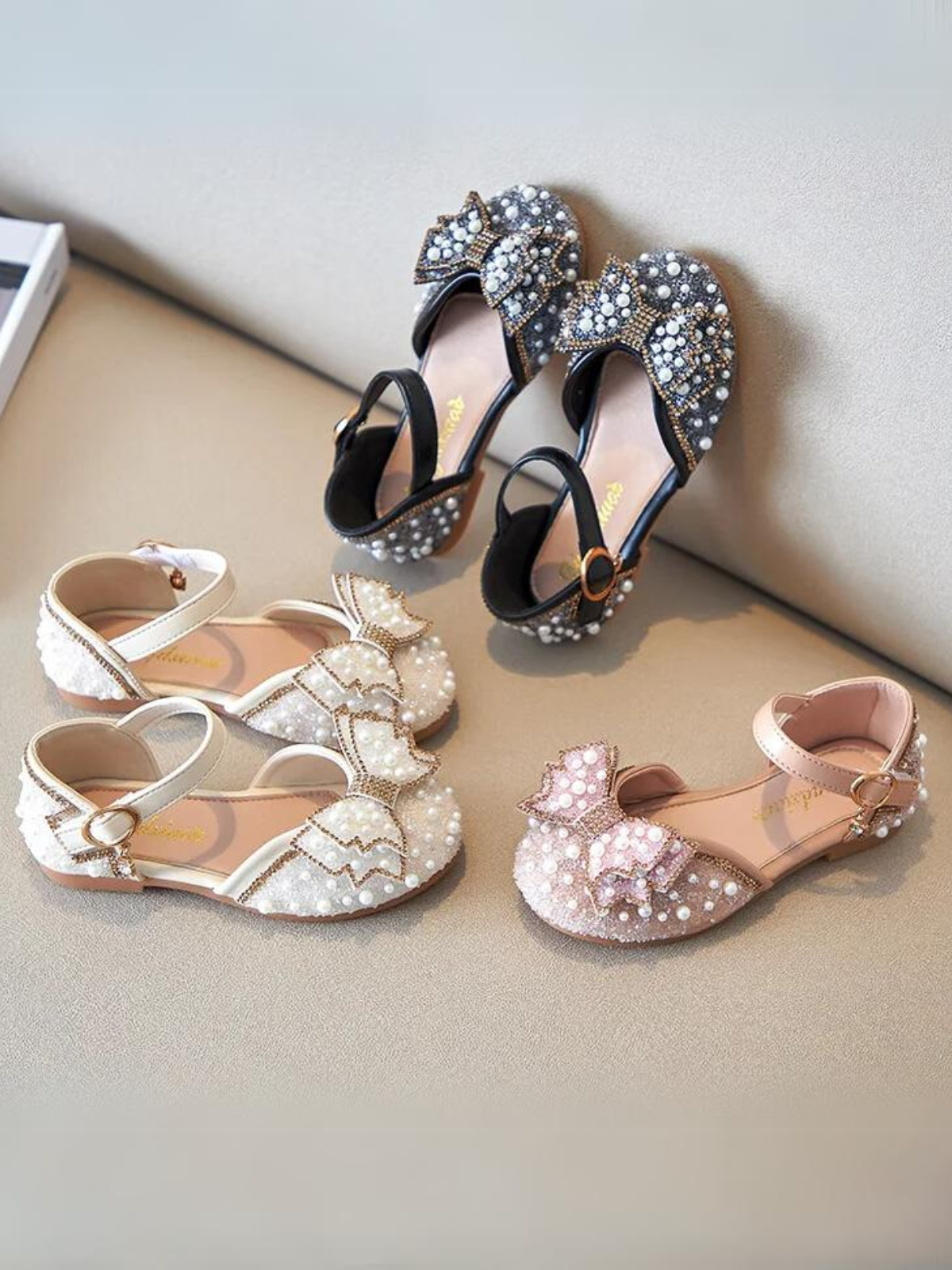 Mia Belle Girls Pearly Ankle Strap Shoes | Shoes By Liv & Mia
