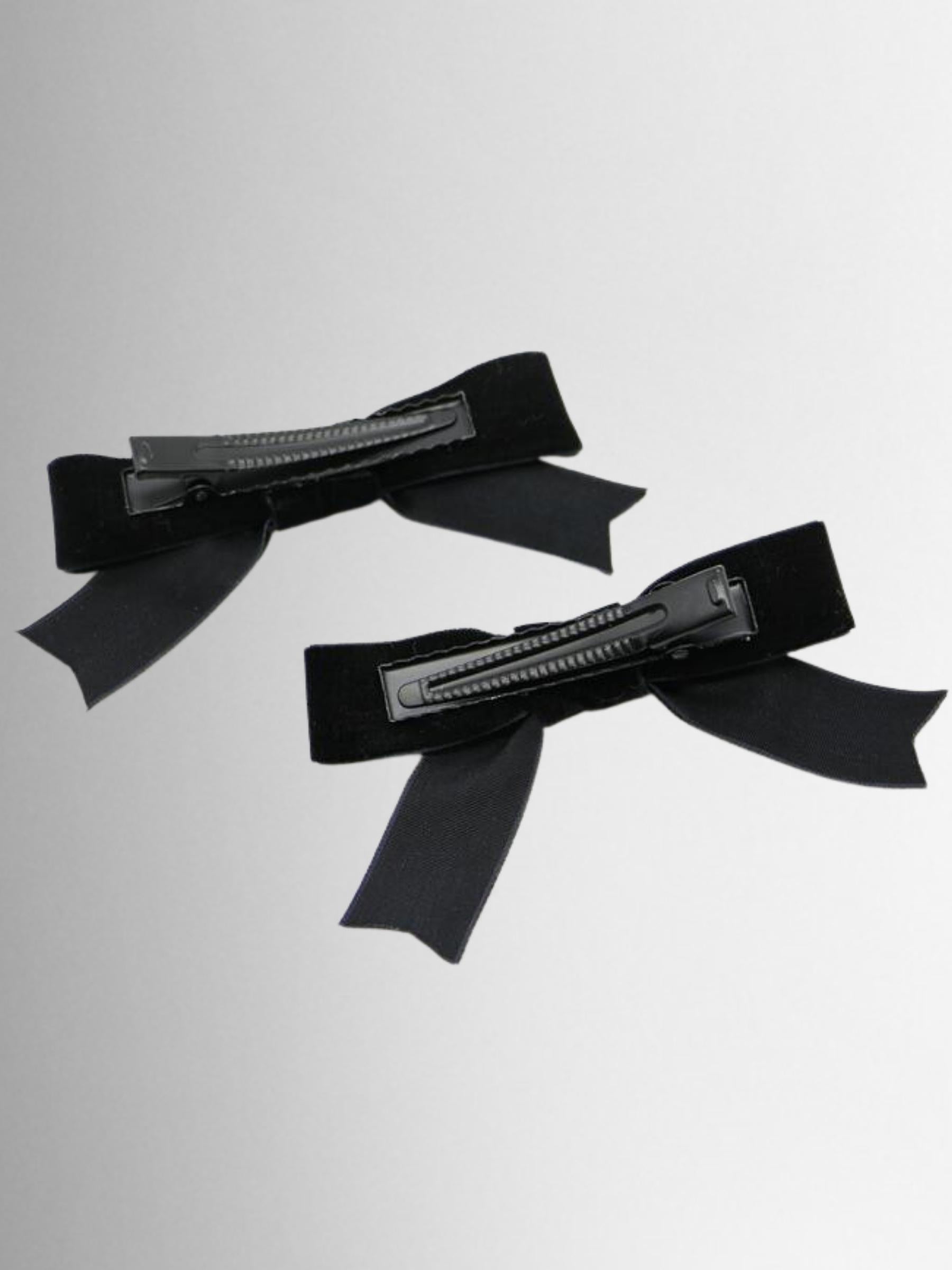 Girls Retro Velvet Bow Hair Clips (Pack of 2)
