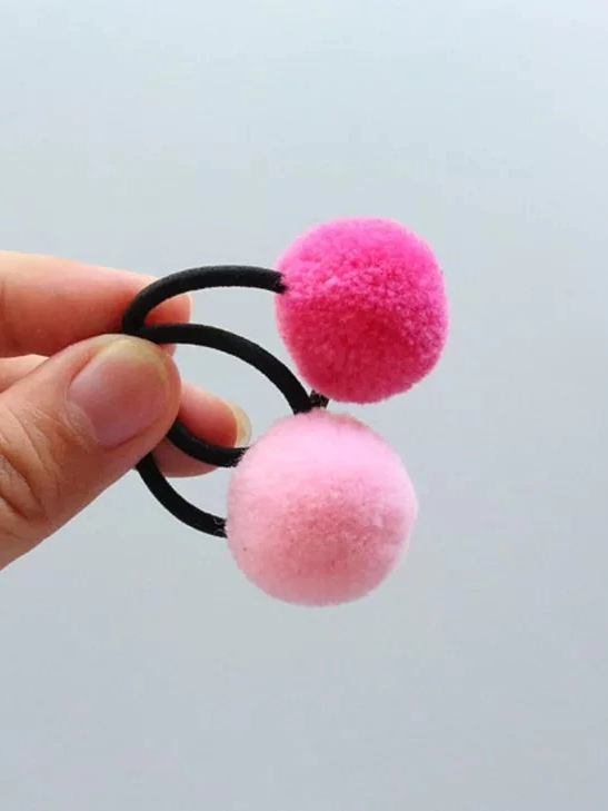 Girls 16 Piece Colorful Pompom Ponytail Elastic Hair Tie Set