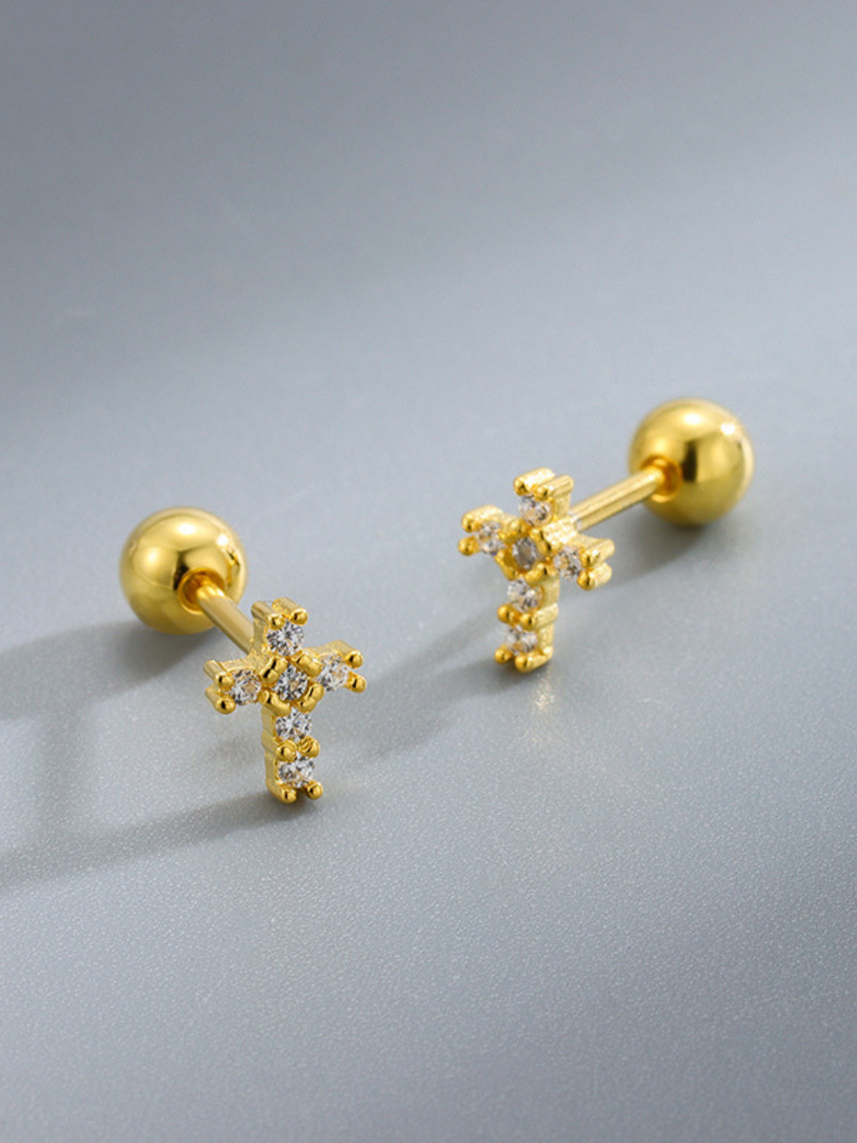 Girls Formal Accessories | Silver & Gold Jeweled Cross Earrings