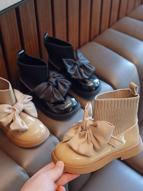 Shoes By Liv & Mia | Girls Satin Bow Sock Loafers | Boutique Shoes 