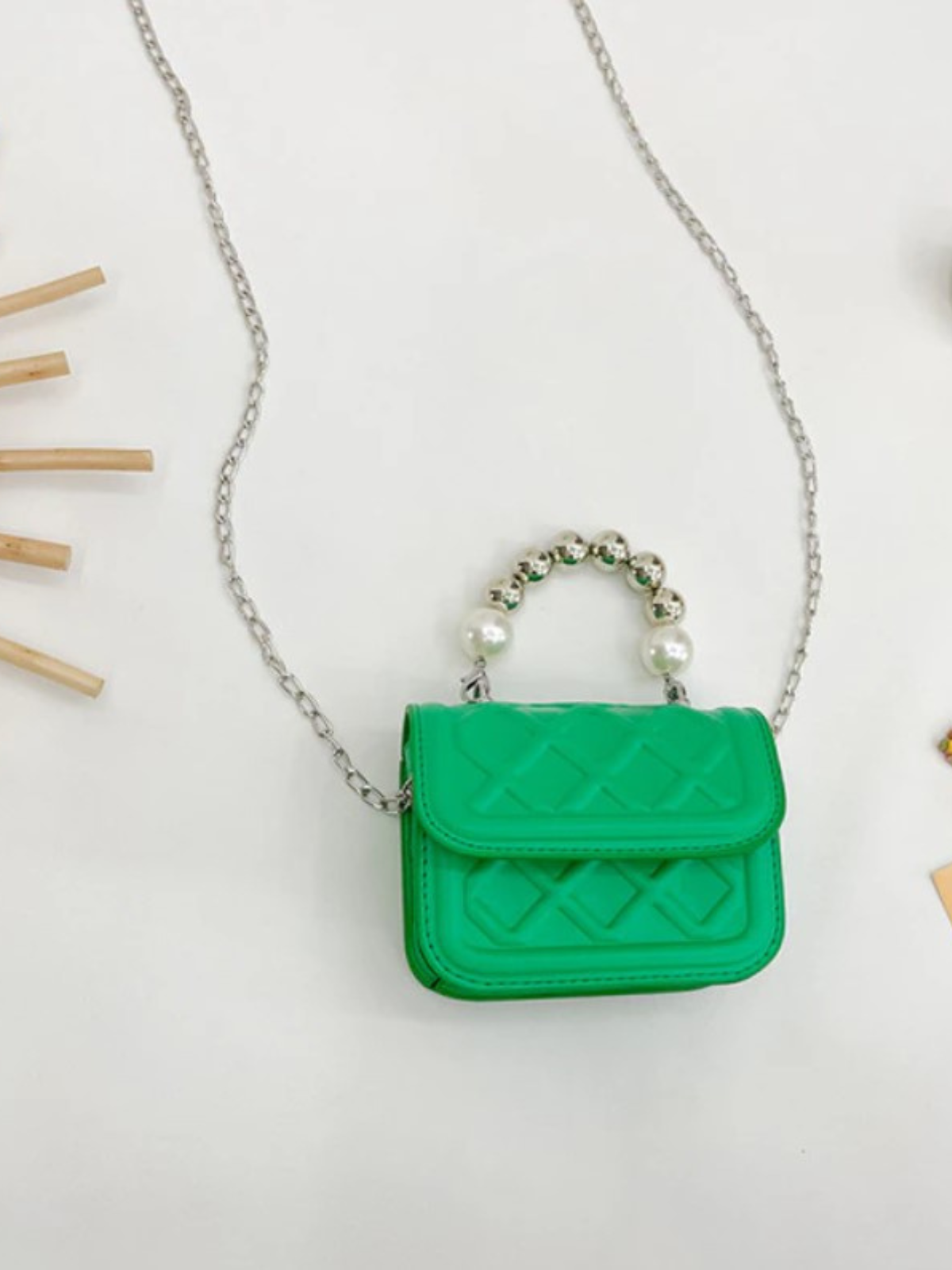 Mia Belle Girls Pearl-Embellished Quilted Mini Bag | Girls Accessories