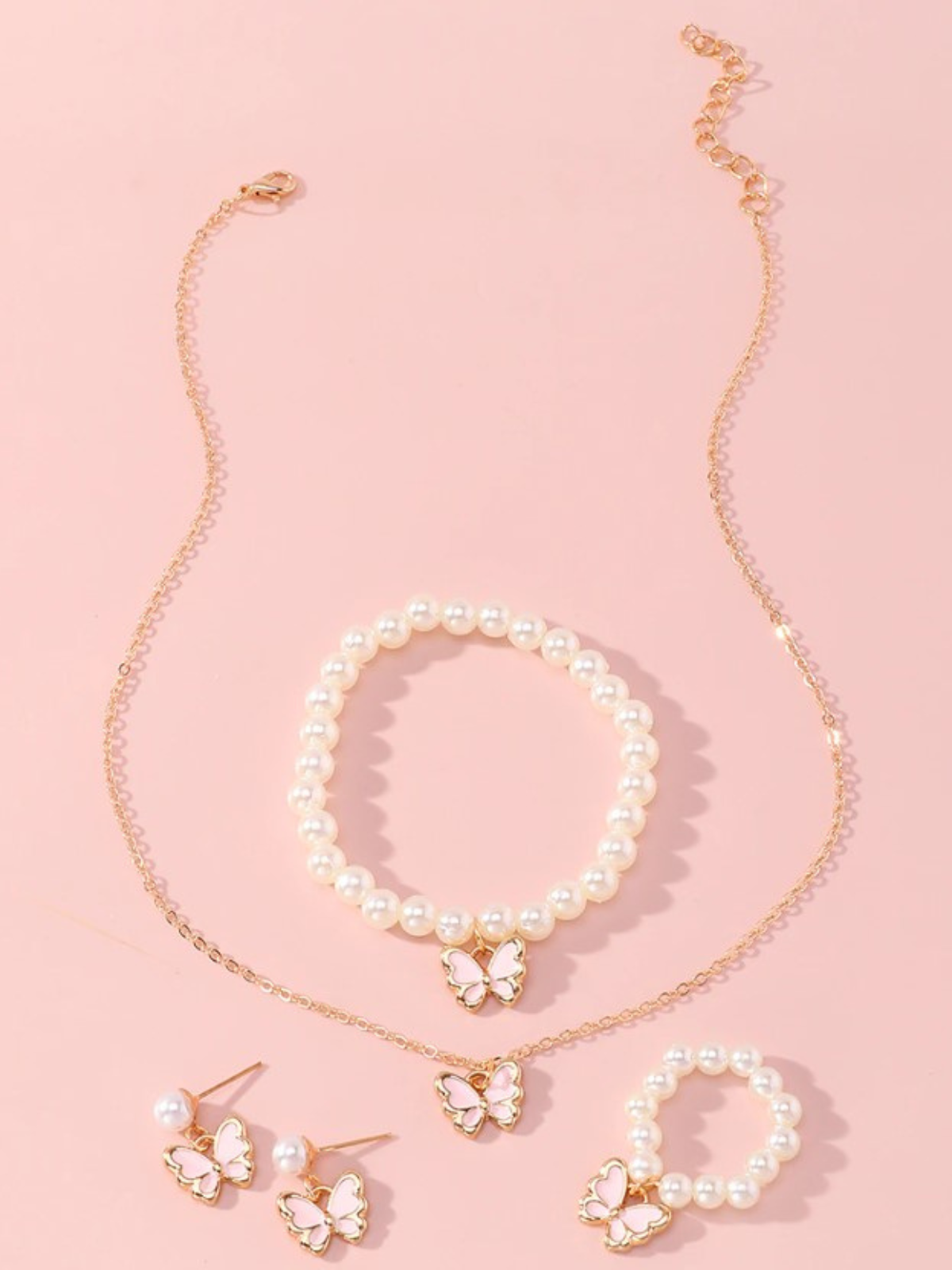 Mia Belle Girls Butterfly Pearl Jewelry Set | Girls Accessories