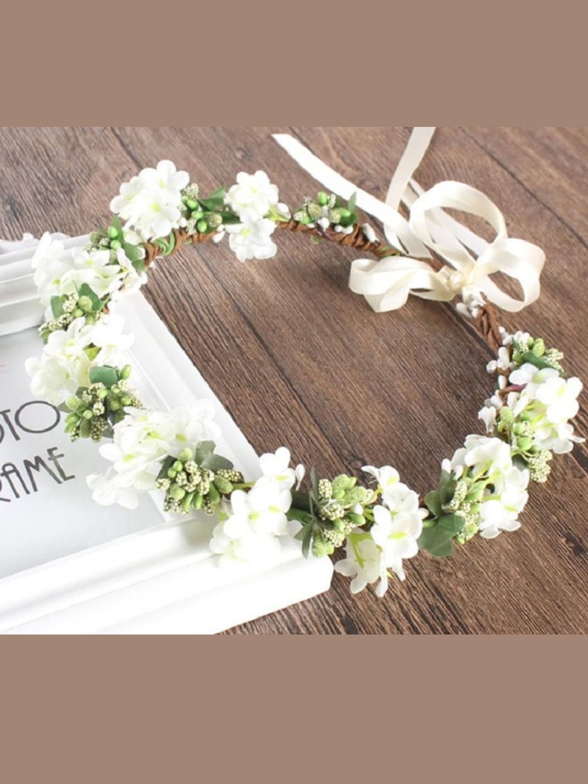 Girls Formal Accessories | Flower Girl White Floral Crown 