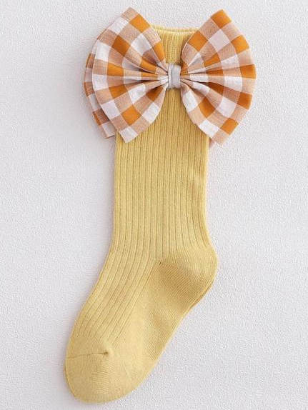 Girls Plaid Little Bow Socks