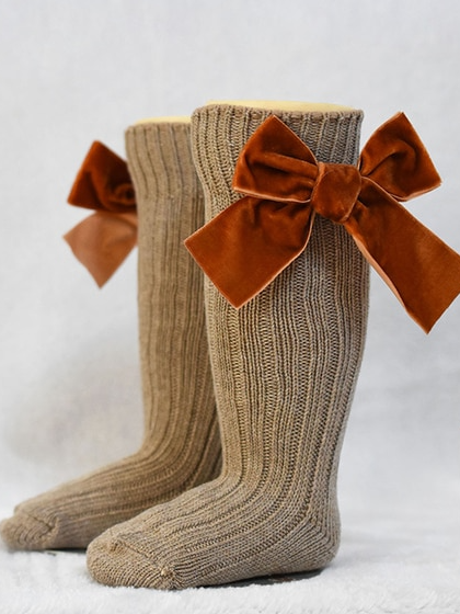 Every Accessories For Girls | Ribbed Knee High Velvet Bow Socks