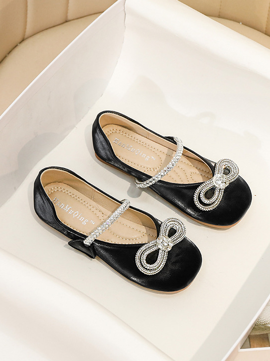 Shoes By Liv & Mia | Girls Diamond Bow Ballet Flats