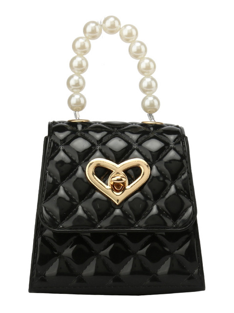 Little Girls Accessories | Patent Heart & Pearls Crossbody Purse