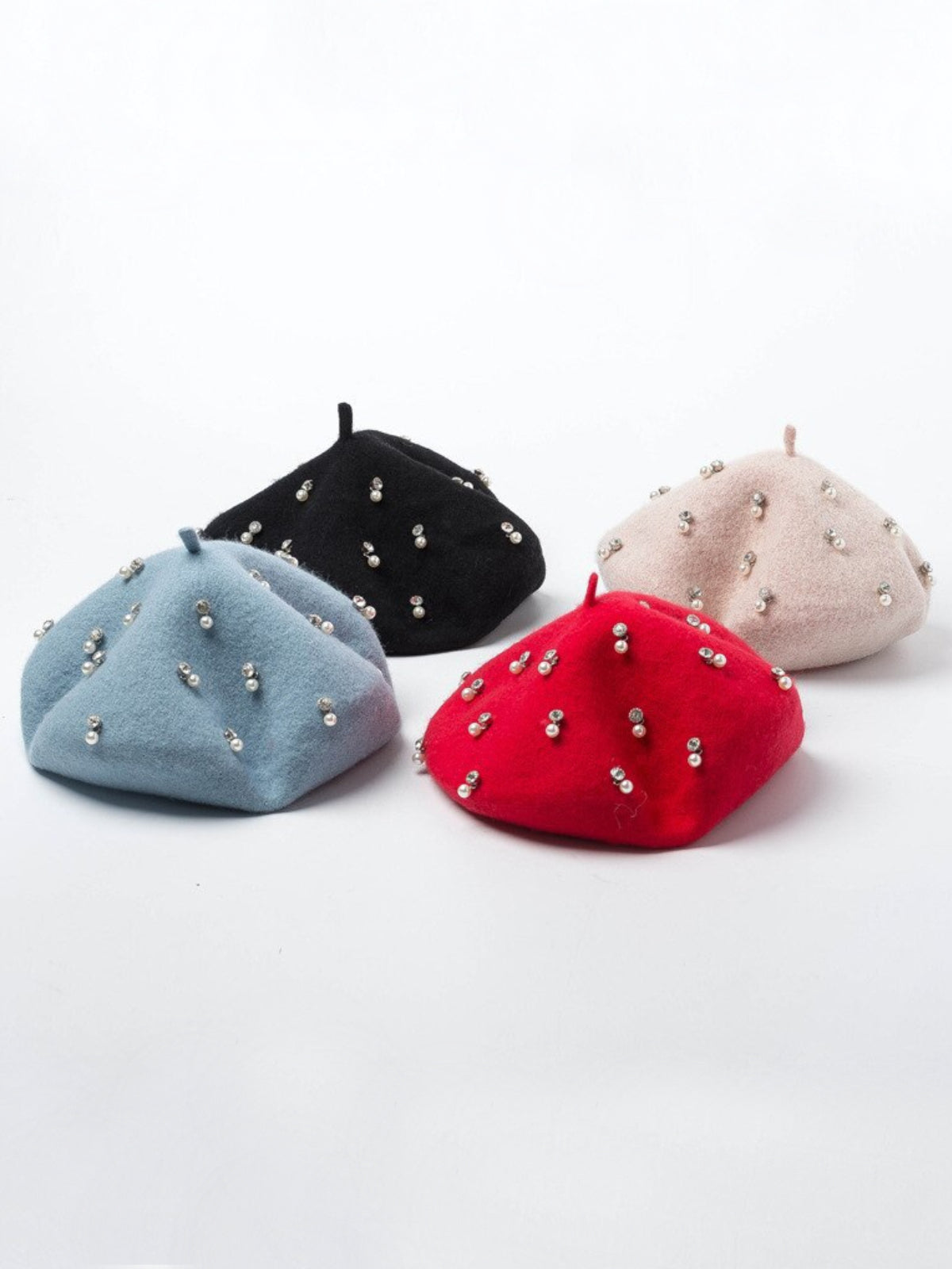 Mia Belle Girls Pearl Beads Wool Beret | Girls Accessories