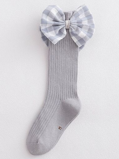 Girls Plaid Little Bow Socks