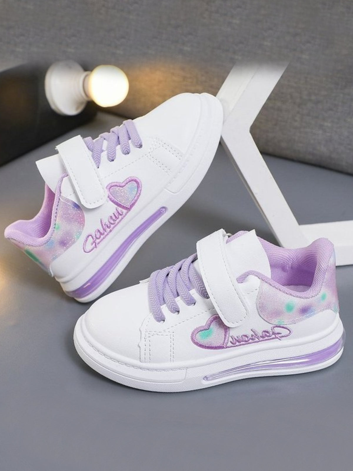 Mia Belle Girls Heart Velcro Strap Sneakers | Back To School Shoes