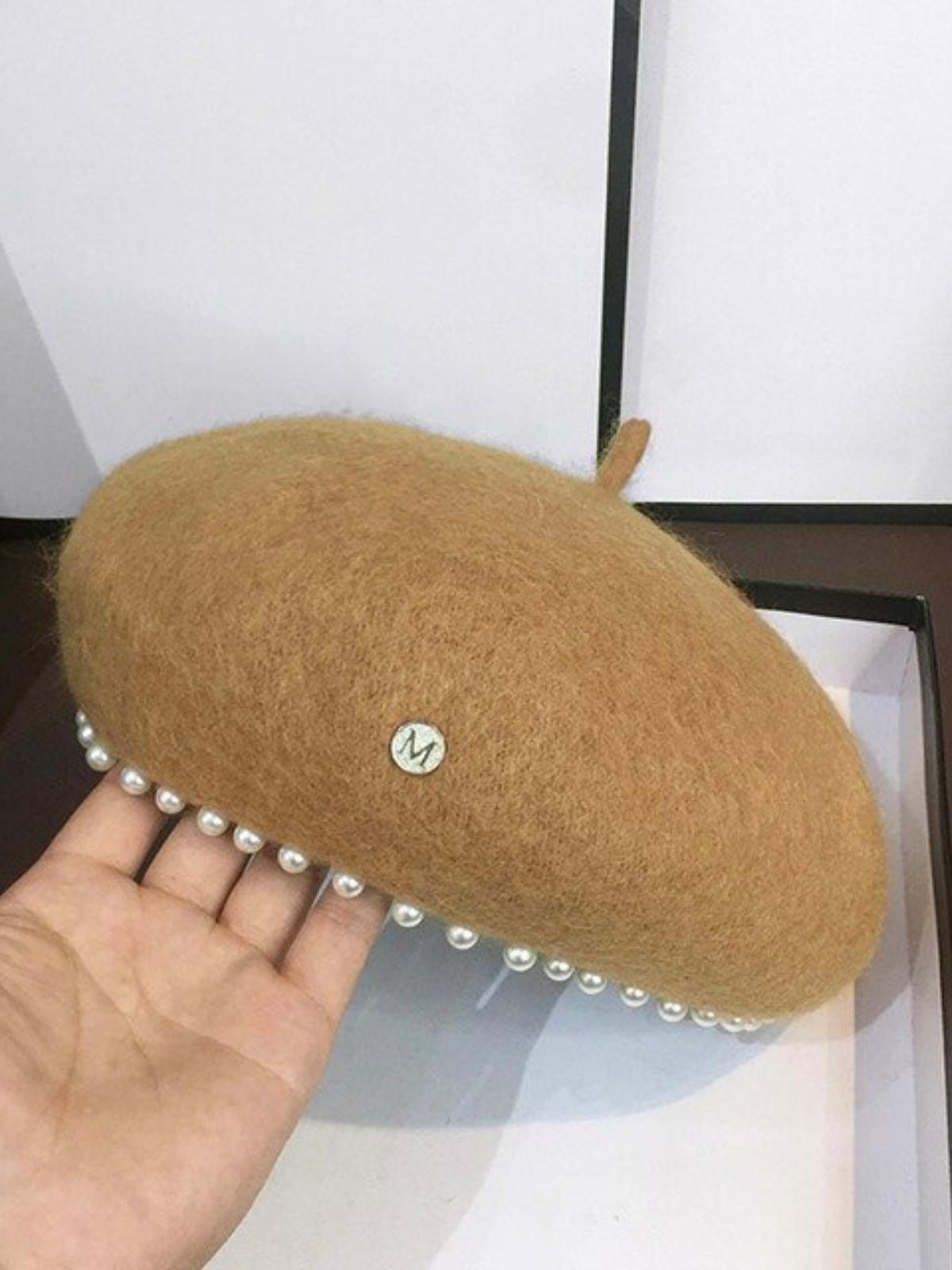 Mia Belle Girls | Pearl Trim Wool Beret | Girls Accessories