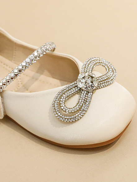 Shoes By Liv & Mia | Girls Diamond Bow Ballet Flats