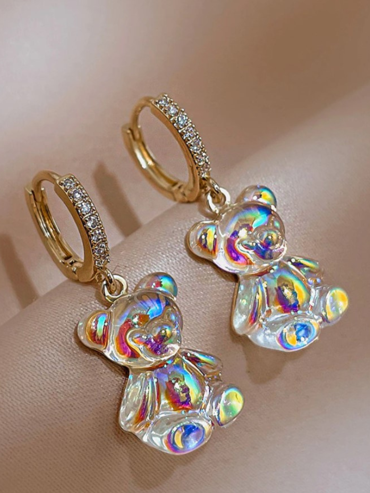 Mia Belle Girls Bear Dangle Hoop Earrings | Girls Accessories