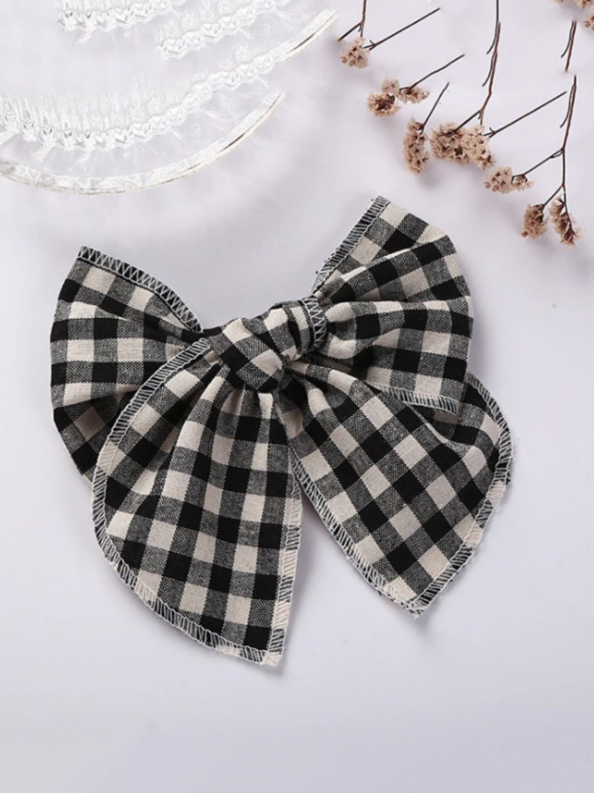 Kids Hair Accessories | Girls Gingham Hair Bow Clip | Mia Belle Girls