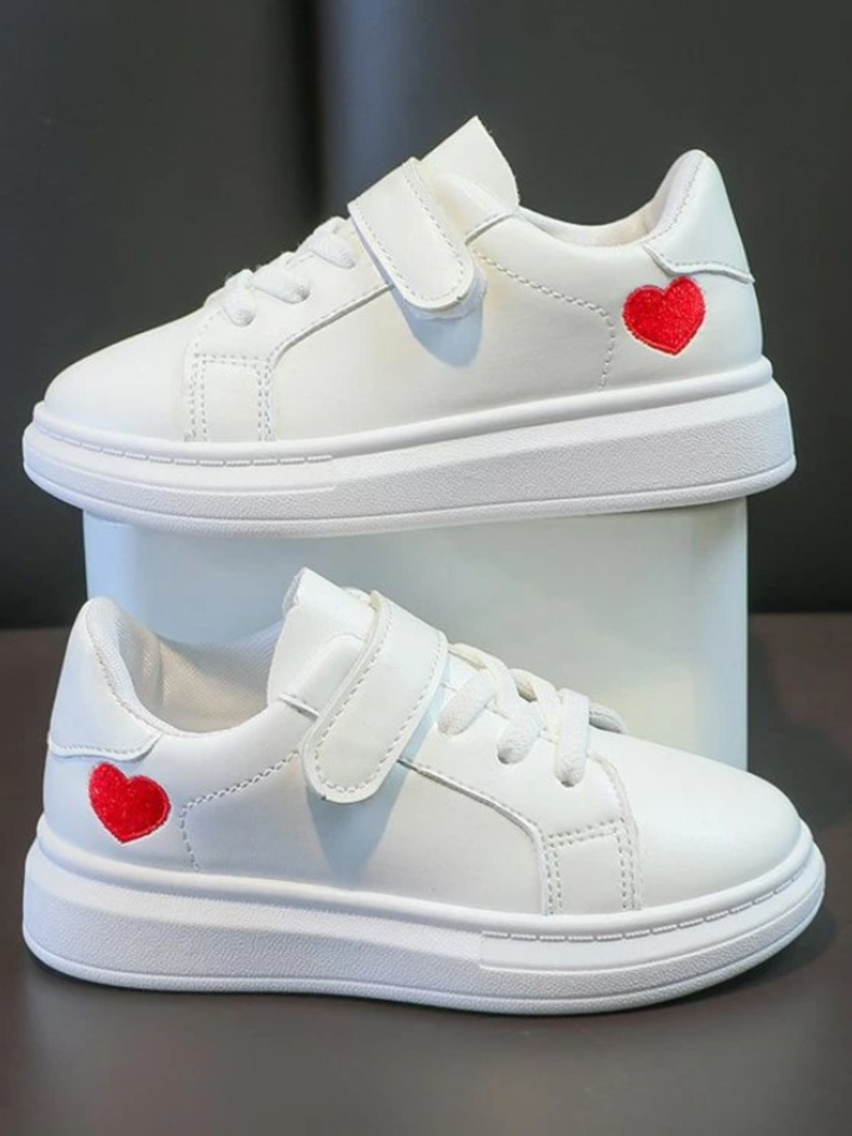 Back To School Shoes | Heel Hearts Velcro Sneakers | Mia Belle Girls