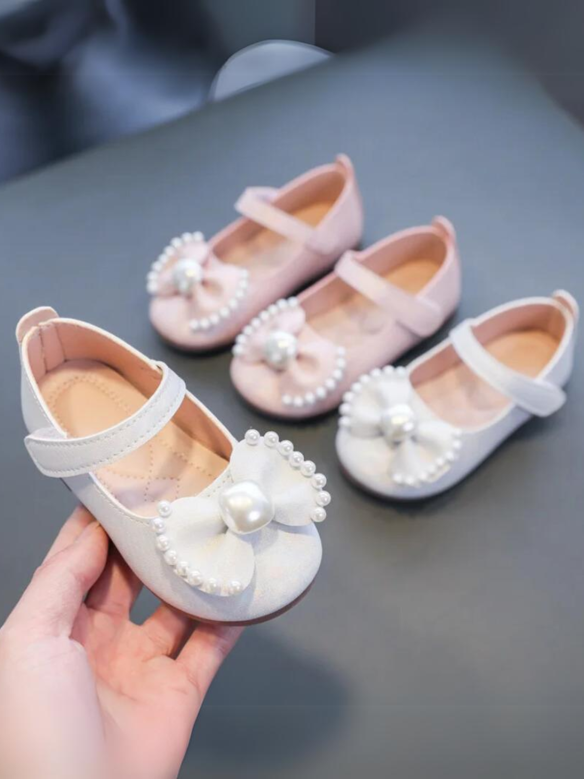 Mia Belle Girls Pearly Bow Mary Jane Shoes | Shoes By Liv & Mia