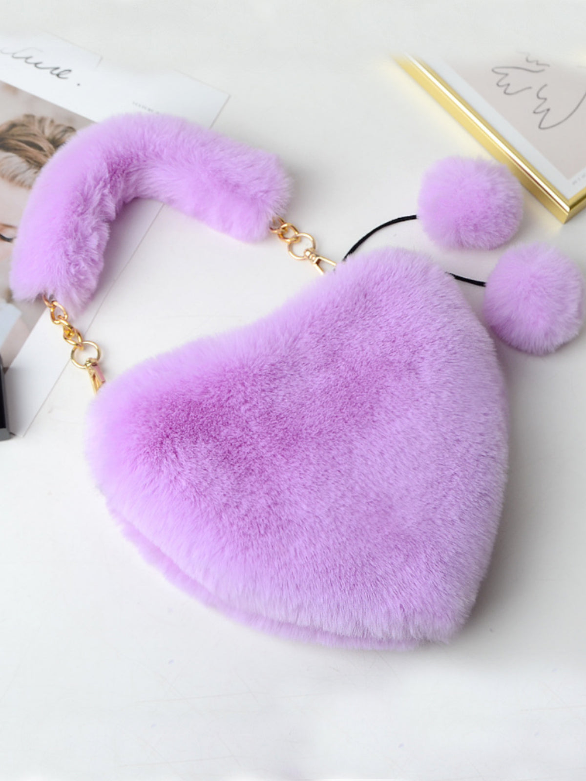 Girls Fashion Accessories | Faux Fur Heart Purse | Mia Belle Girls