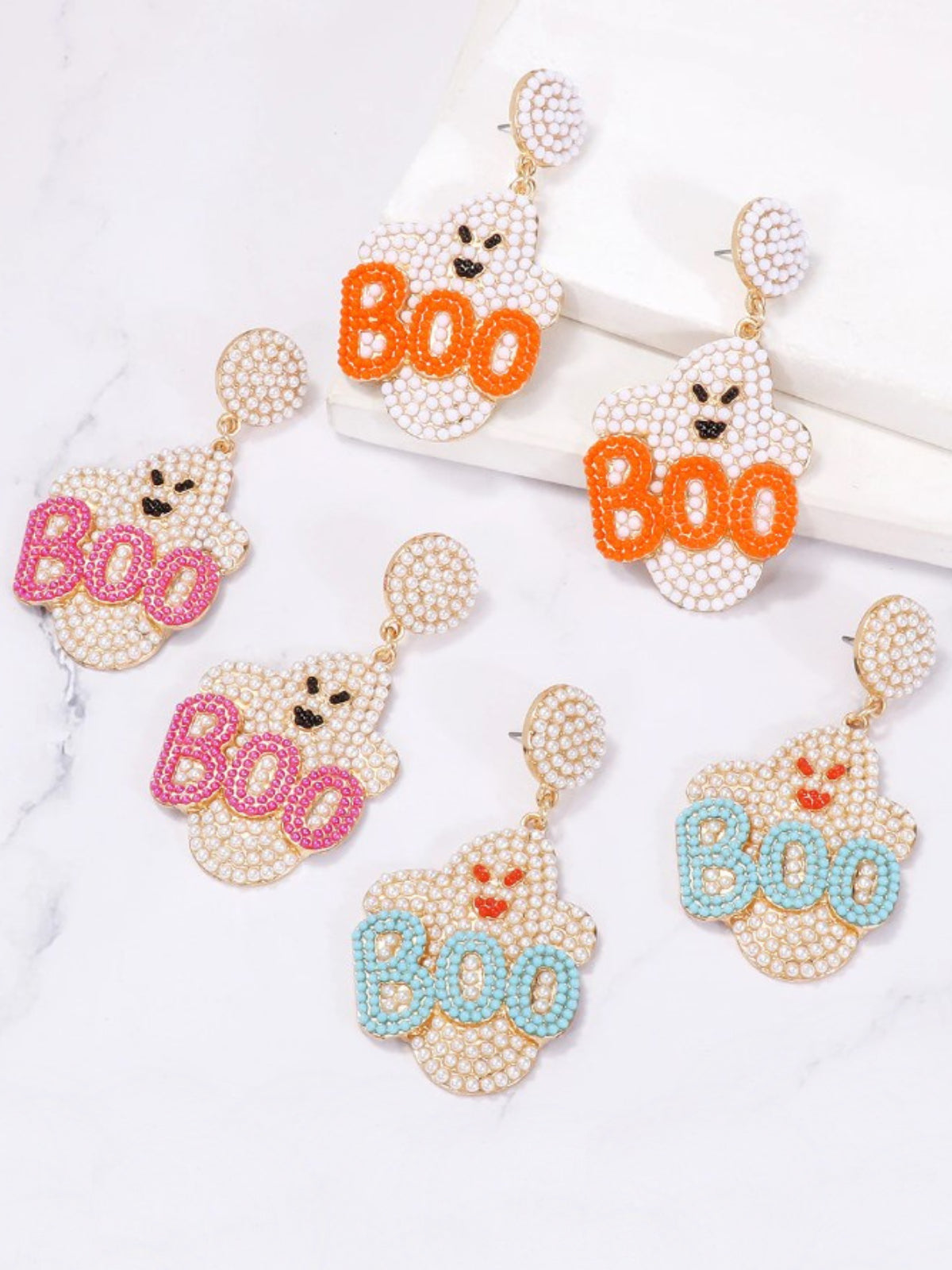 Mia Belle Girls Pearl-Embellished Ghost Earrings | Girls Accessories