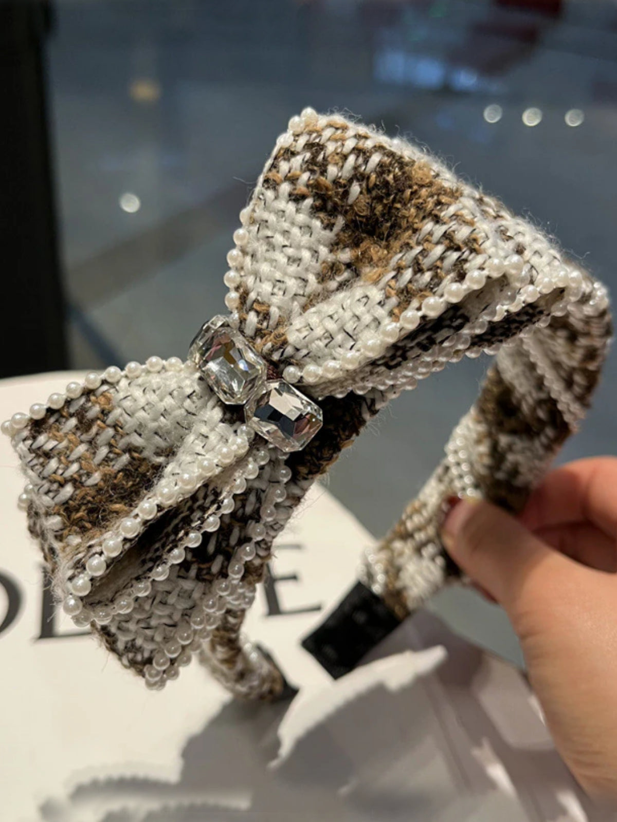 Girls School Accessories | Plaid Tweed Bow Headband | Mia Belle Girls