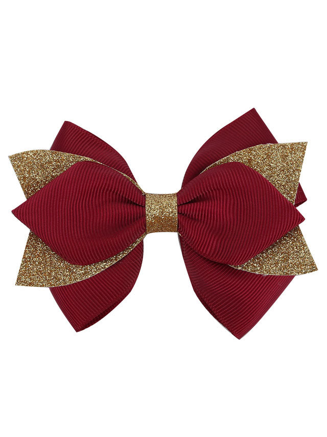 Girls Accessories | Gold Glitter Tip Hair Bows - Mia Belle Girls