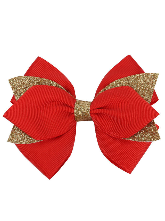Girls Accessories | Gold Glitter Tip Hair Bows - Mia Belle Girls