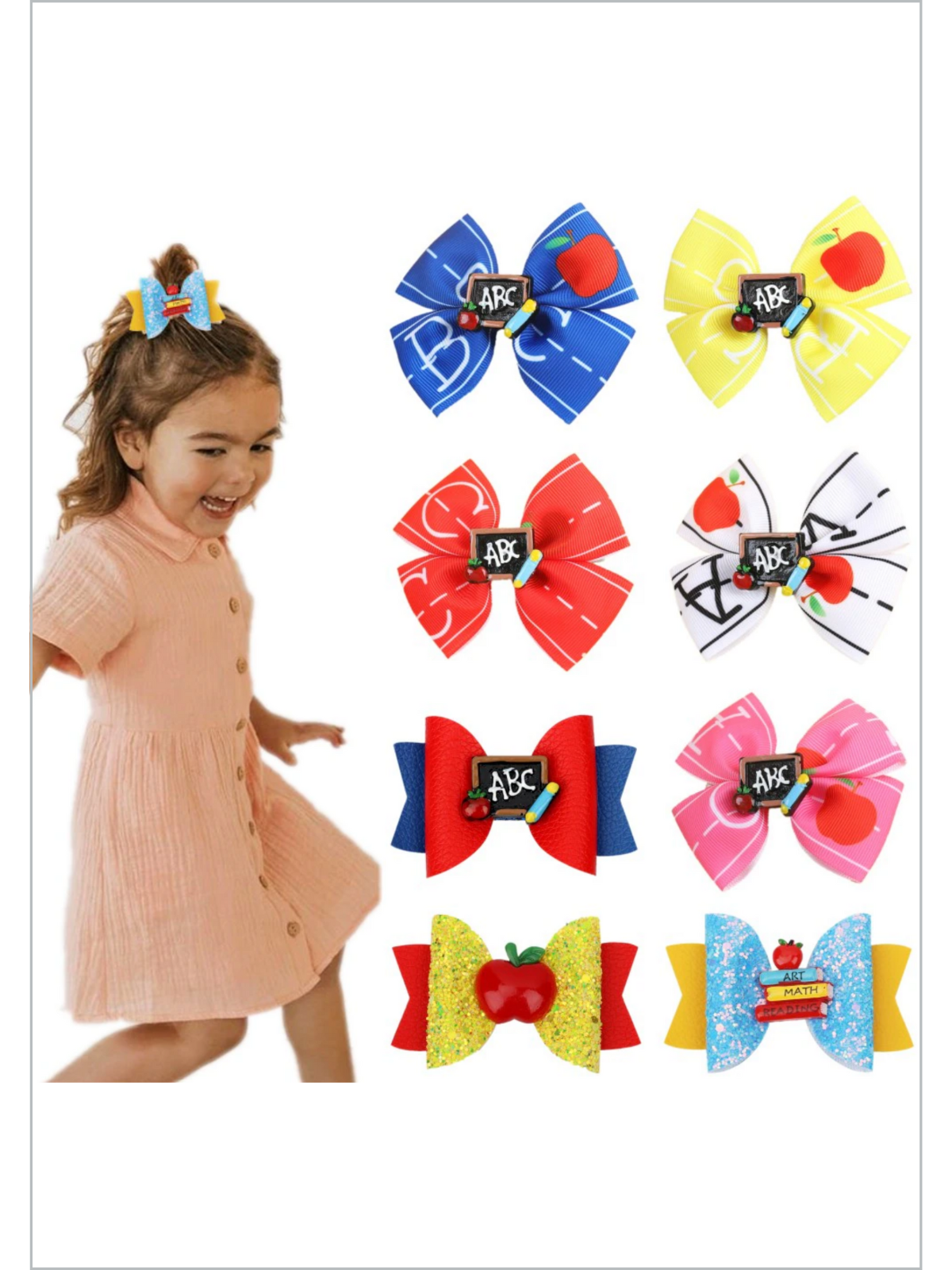 First Day of School Accessories | ABC Hair Clips | Mia Belle Girls