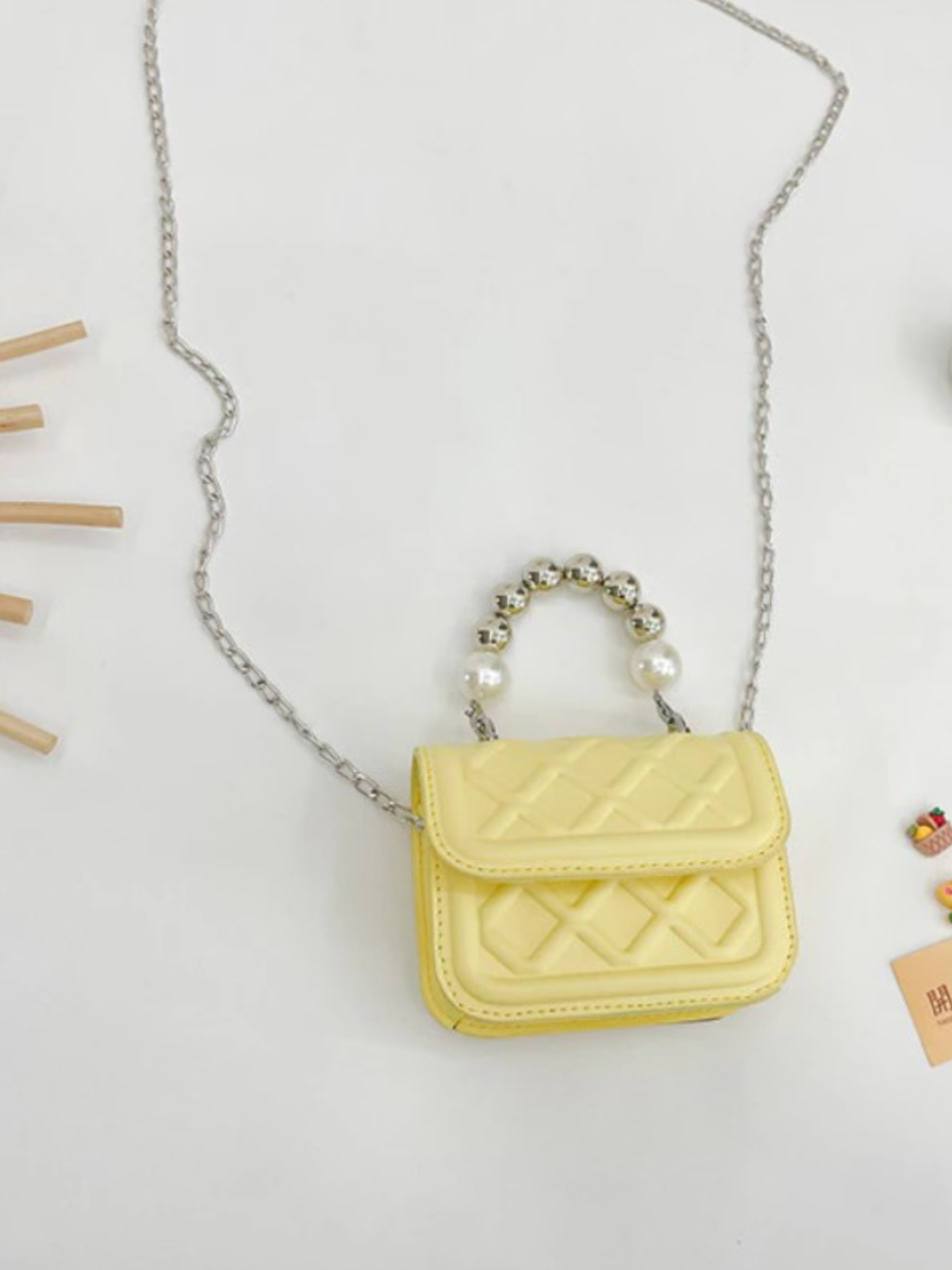 Mia Belle Girls Pearl-Embellished Quilted Mini Bag | Girls Accessories