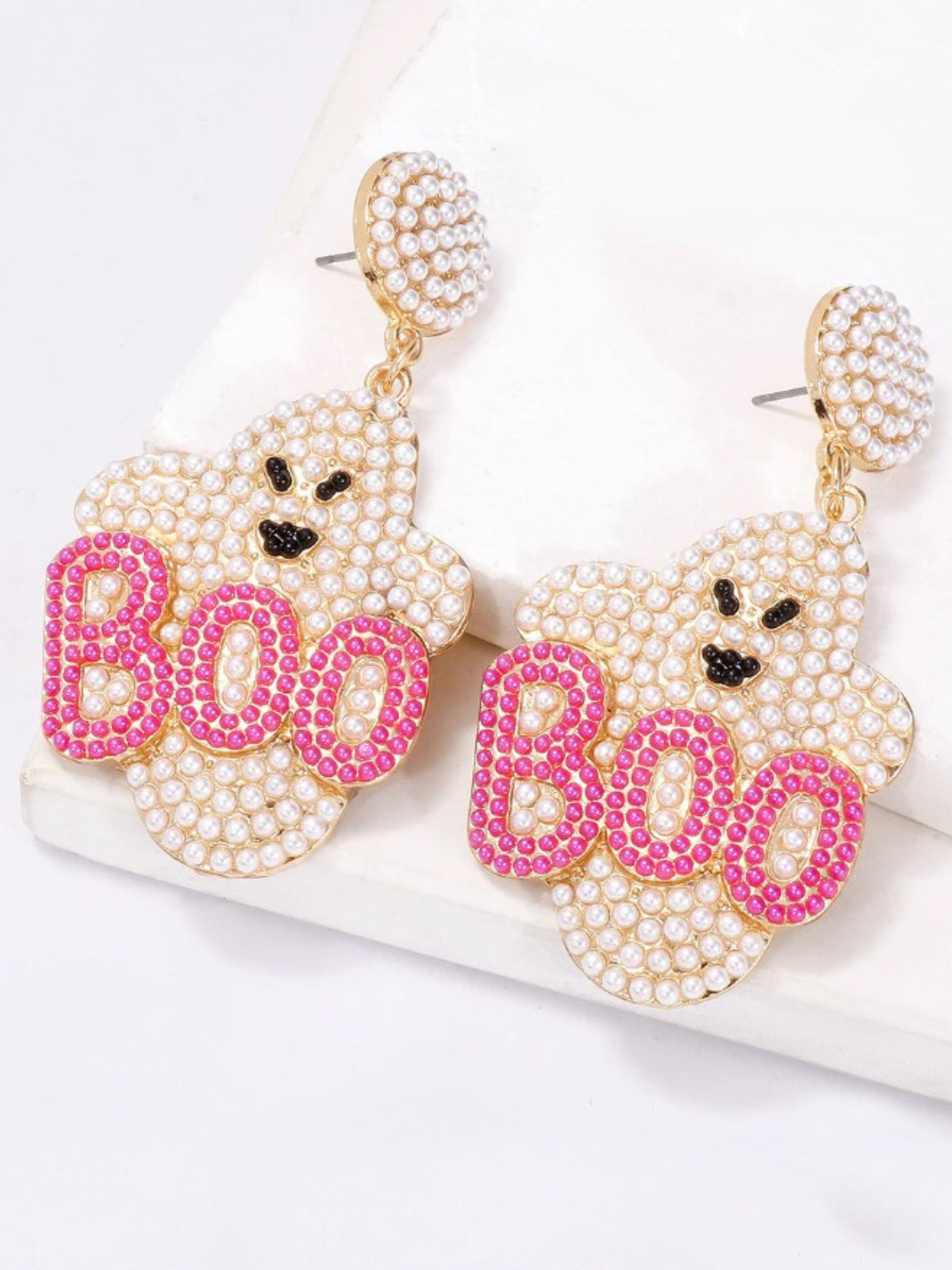Mia Belle Girls Pearl-Embellished Ghost Earrings | Girls Accessories