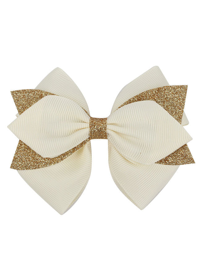 Girls Accessories | Gold Glitter Tip Hair Bows - Mia Belle Girls