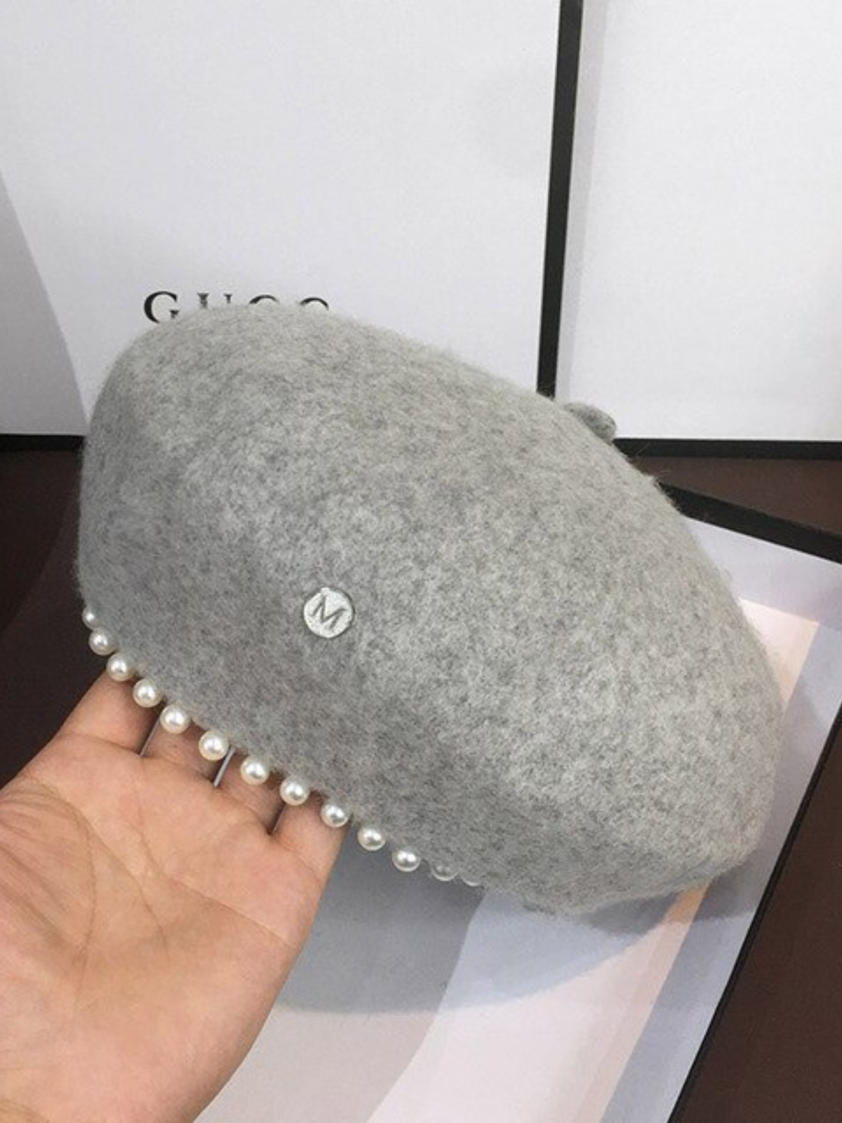 Mia Belle Girls | Pearl Trim Wool Beret | Girls Accessories