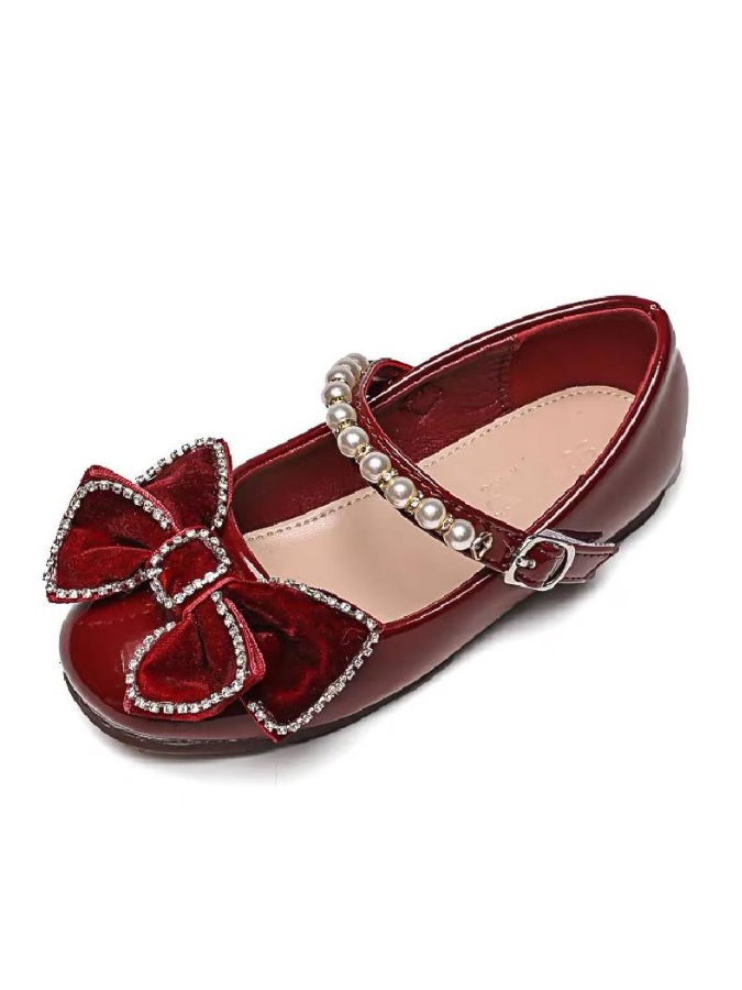Shoes By Liv & Mia | Rhinestone Pearl Mary Jane Flats - Mia Belle Girls
