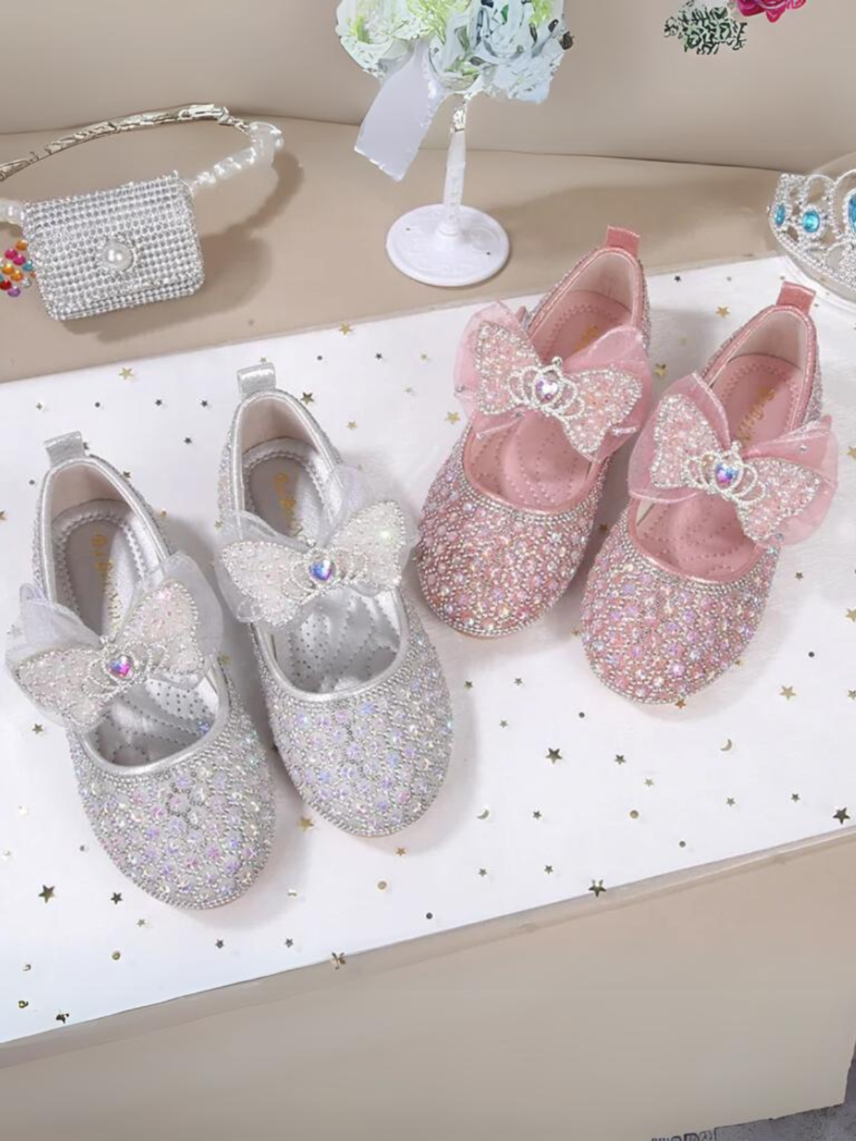 Mia Belle Girls Sparkly Bow Mary Jane Shoes | Shoes By Liv & Mia