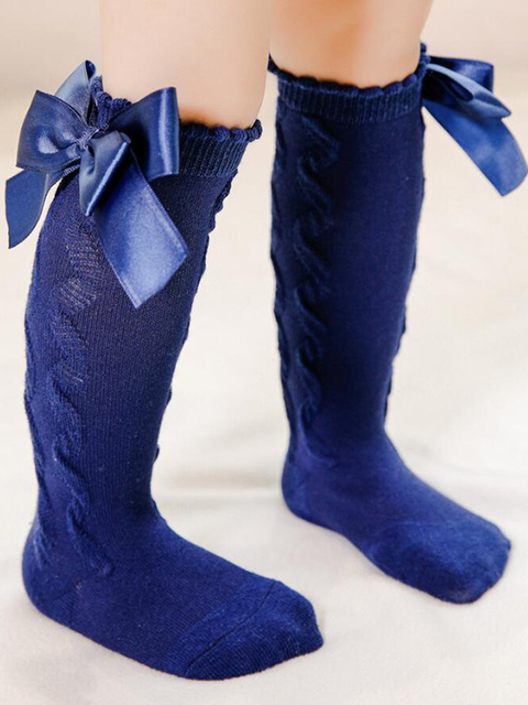 Everyday Accessories For Girls | Cascading Swirl Bow Knee High Socks