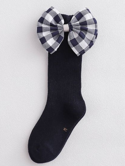 Girls Plaid Little Bow Socks