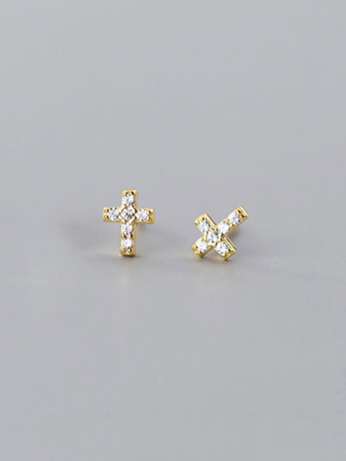 Girls Formal Accessories | Diamond Set Silver & Gold Cross Earrings