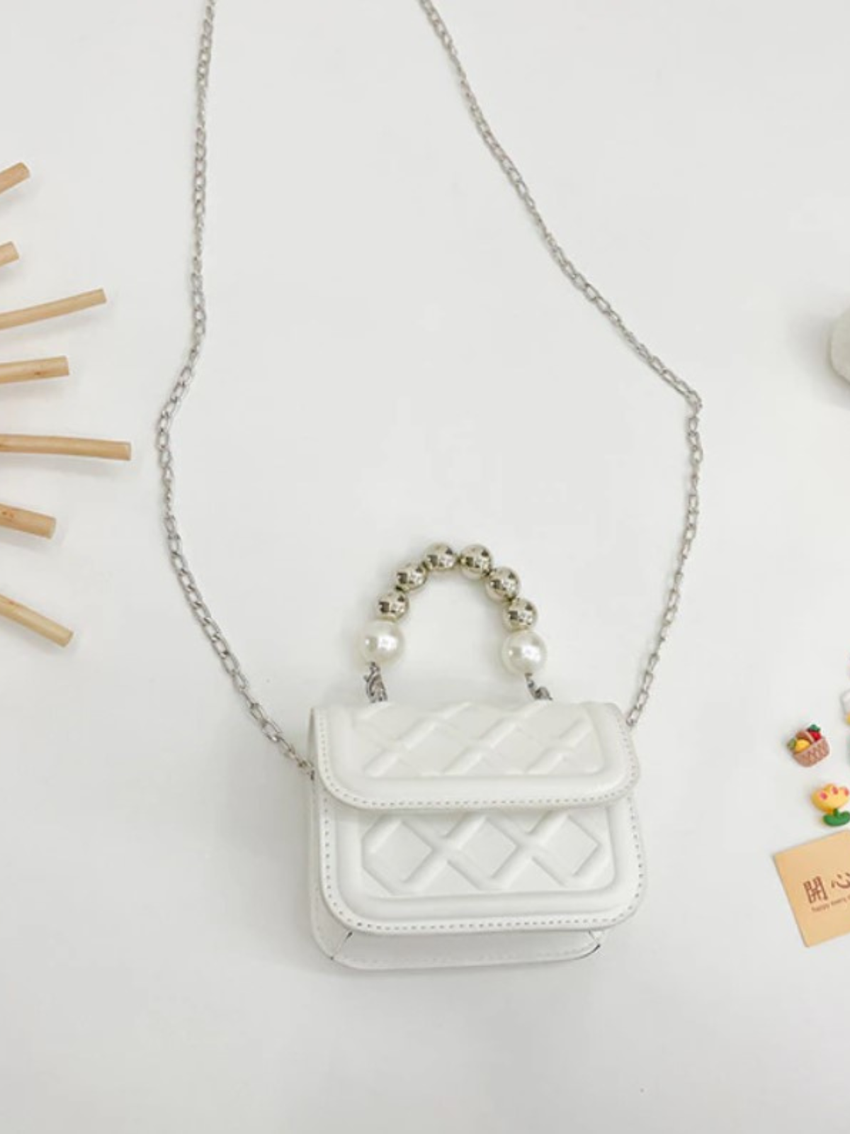 Mia Belle Girls Pearl-Embellished Quilted Mini Bag | Girls Accessories